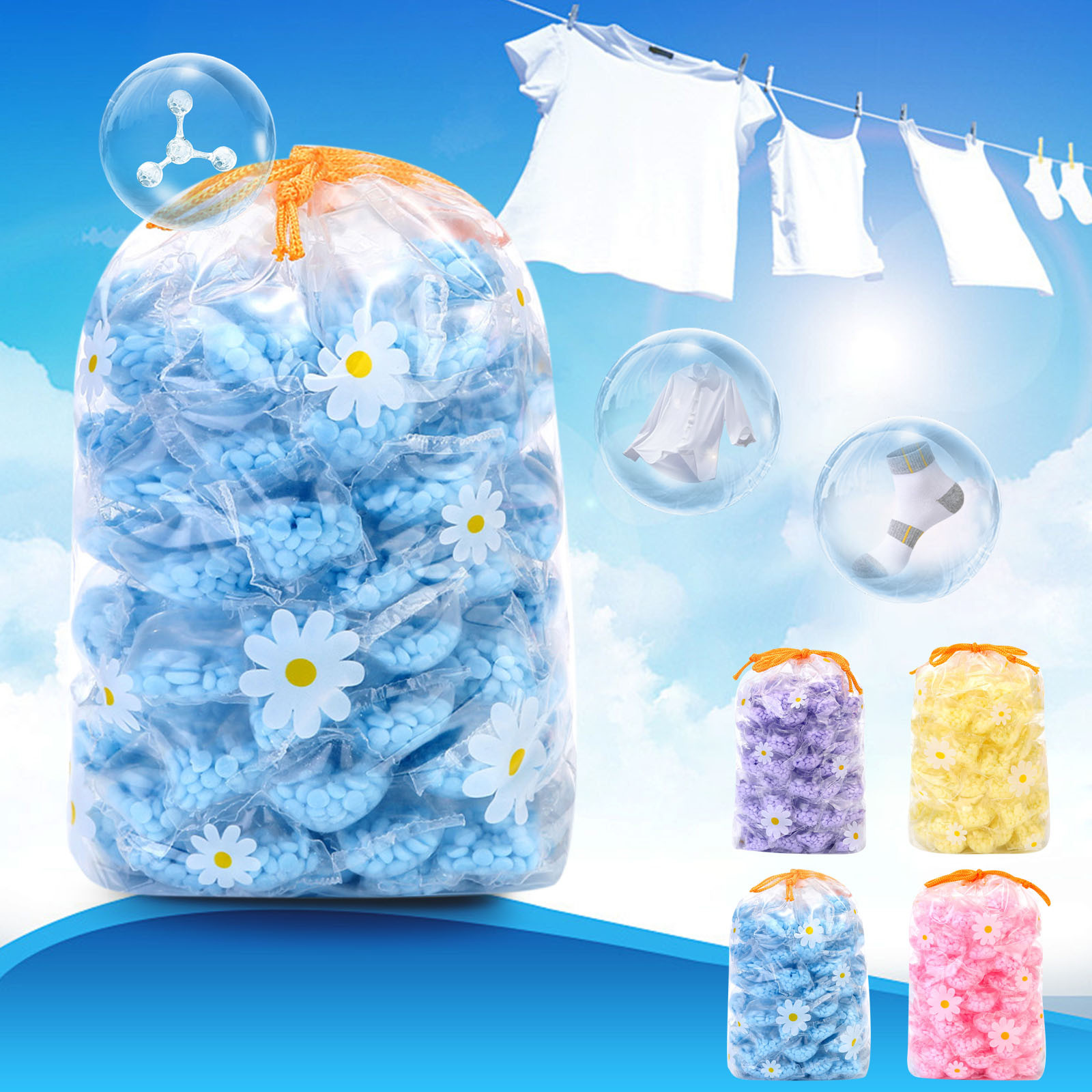 Flash Sale Laundry Perfume Beads - Easy-to-Use Water-Soluble Fragrance Pearls for Fresh, Clean-Scented Clothes - Suitable for All Fabrics Including Sportswear and Pajamas - Pack of 100